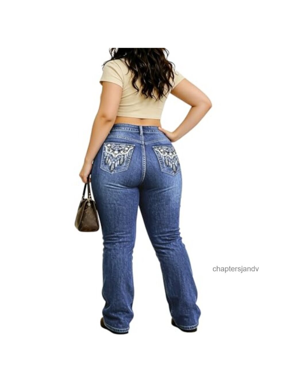 Plus Size High Waisted Bell Bottom Jeans Stretchy Boot Cut Curvy Denim